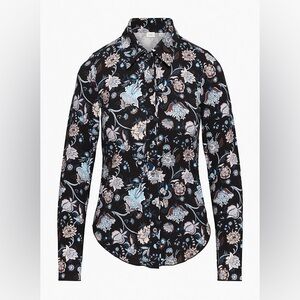 Aritzia! ❤️ Pose Hip Long sleeve Button down Black Ultramarine paisley, unique